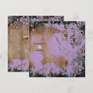 Convite Flor roxa rústica do GC   Lusciously metálica