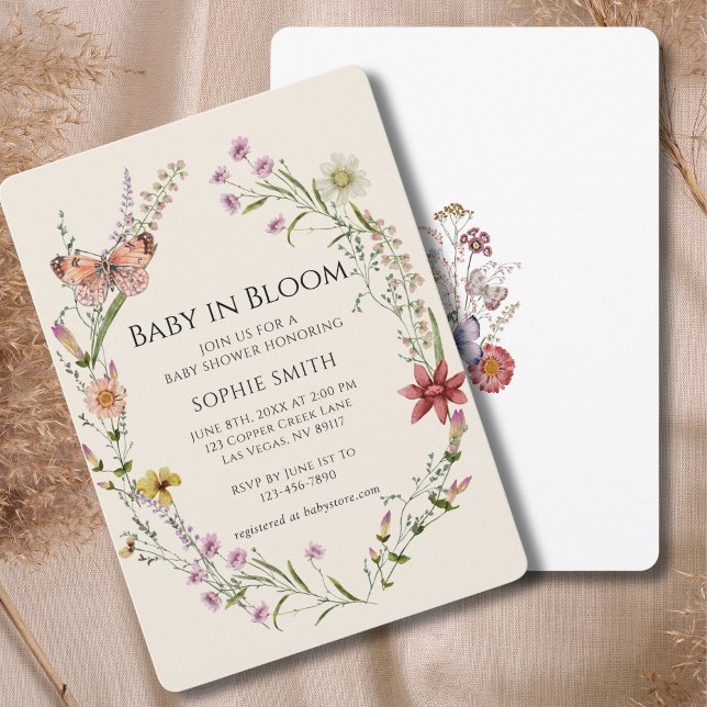 Convite Flor Selvagem Deseja Um Chá de fraldas Em Sangue (Criador carregado)