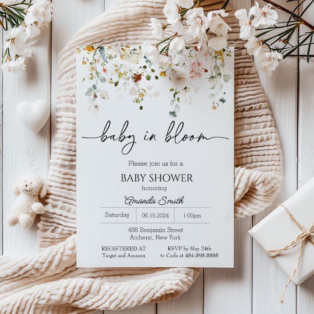 Convite Flor Selvagem em Chá de fraldas Bloqueado (Criador carregado)