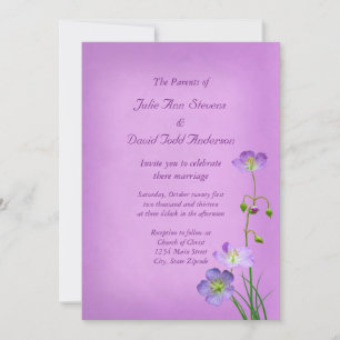 Convite Flor selvagem roxo no Casamento roxo