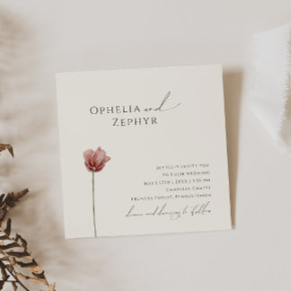 Convite Flor selvagem simples | Casamento praça bege