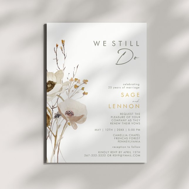 Convite Flor Selvagem Whimsical Nós Ainda Fazemos Renovaçã (Criador carregado)