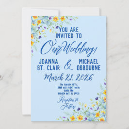 Convite Flor silvestre Belo Floral em Azul