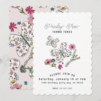 Convite Flor Silvestre Borboleta