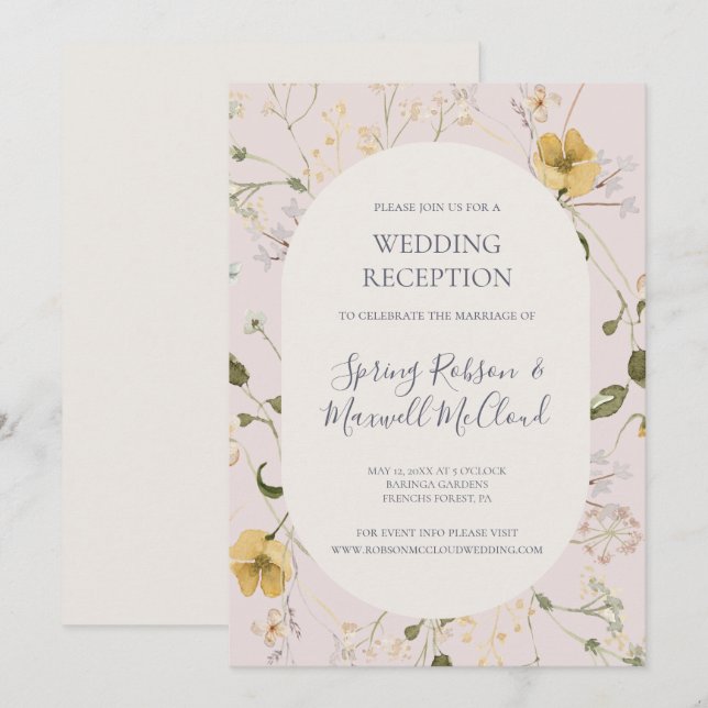 Convite Flor Silvestre de Primavera | Recepção de Casament (Frente/Verso)