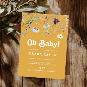 Convite Flor silvestre Oh Baby Floral Chá de fraldas Convi