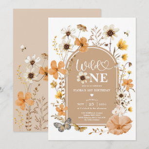 Convite Flor Silvestre Quente de Outono Selvagem 1º Aniver