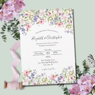 Convite Flor Silvestre Rosa Amarelo Roxo Boho Casamento Mo