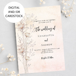 Convite Flor silvestre rosa de Casamento