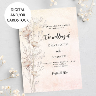 Convite Flor silvestre rosa de Casamento