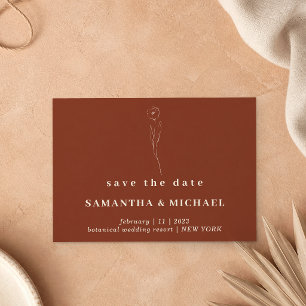 Convite Flor Terracota Simples botânico Save the date