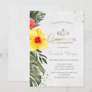 Convite Flor Tropical Hibiscus Summer Quinceañera