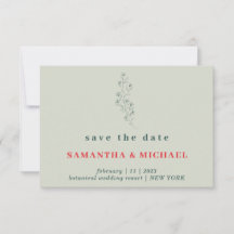 Flor Verde Vermelho Boho Rústico Salvar data Casam