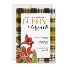 Flor Vermelho Amaryllis Verificado Dourado