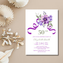 Flor Violeta Chic Fita Roxa Aniversário