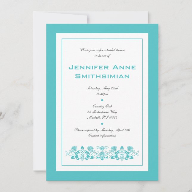 Convite Flora Bee Bridal Shower Invitation (Frente)