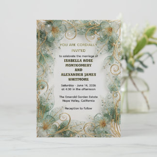 Convite Flora Botanical Elegant Garden Wedding Invitation