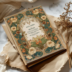 Convite Flora Casamento Vintage Art Nouveau
