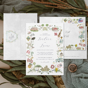 Convite Flora Delicada Brasão de Casamento Personalizado