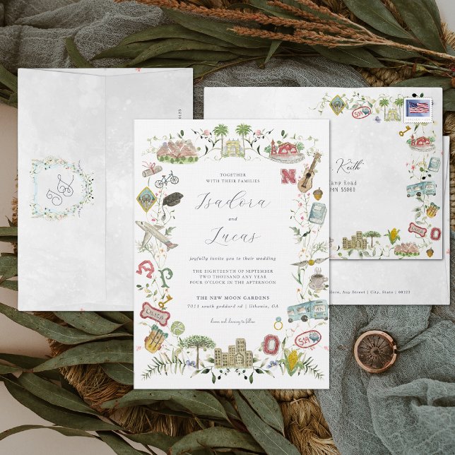 Convite Flora Delicada | Brasão de Casamento Personalizado (Criador carregado)