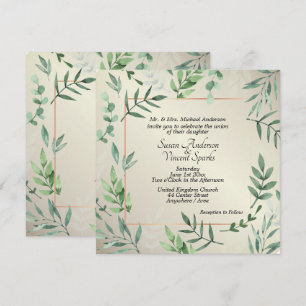Convite Flora e Fauna Elegantes: Toque de Casamento Dourad