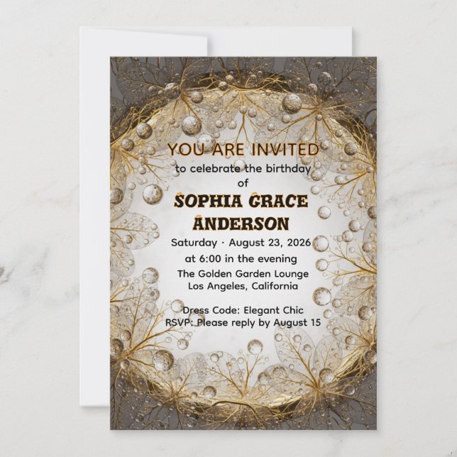 Convite Flora Garden Elegant Birthday Invitation Template  (Frente)
