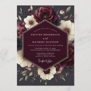 Convite Flora Tenebrosa Claret Casamento