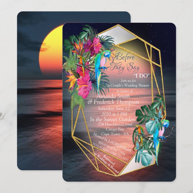 Convite Flora Tropical Paraíso no Sunset (Frente/Verso)