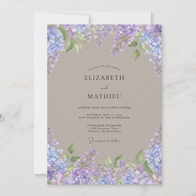 Convite Floração de Vinca Luxuriante Casamento (Frente)