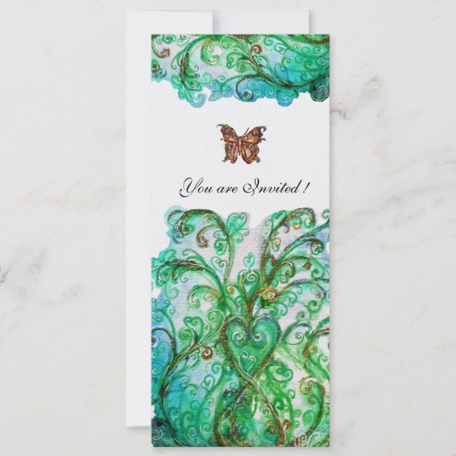 Convite FLORAIS CAPRICHOSOS Azul Verde Floral Pérola Branc (Frente)