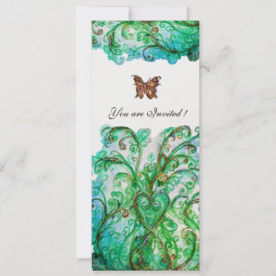 Convite FLORAIS CAPRICHOSOS Azul Verde Floral Pérola Branc
