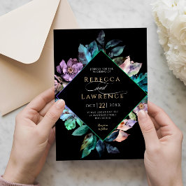 Convite Florais coloridos elegantes casamento negro