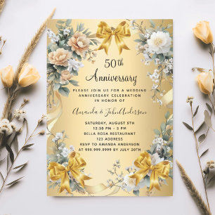 Convite florais de aniversário de casamento de 50 anos arc