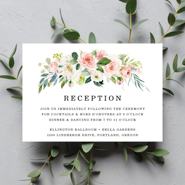 Convite Florais de Blush | Placa de Recepção de casamento (Criador carregado)