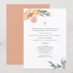 Convite Florais De Cor Laranja Queimada Dobram Batismo