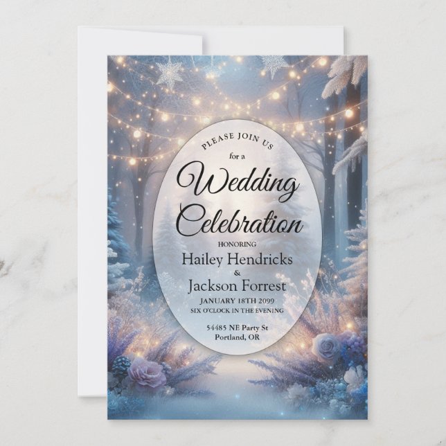 Convite Florais de inverno no Casamento de Pinus Foscos (Frente)