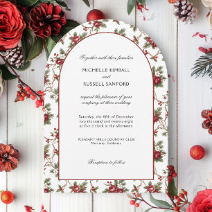 Convite Florais de Natal de Inverno Elegantes e Vintage
