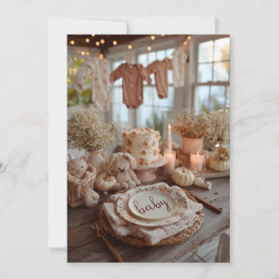 Convite Florais de outono, borrifo de bebê, Rosa poeirento