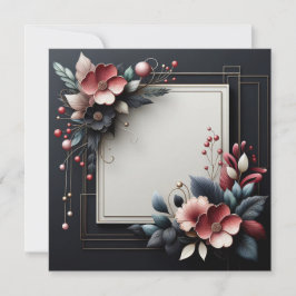 Convite Florais Elegantes com Tema Escuro