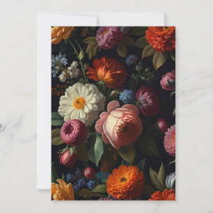 Convite Florais elegantes de coloração escura