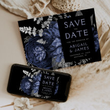 Florais Escuros Azul Marinho Prata Casamento Salve