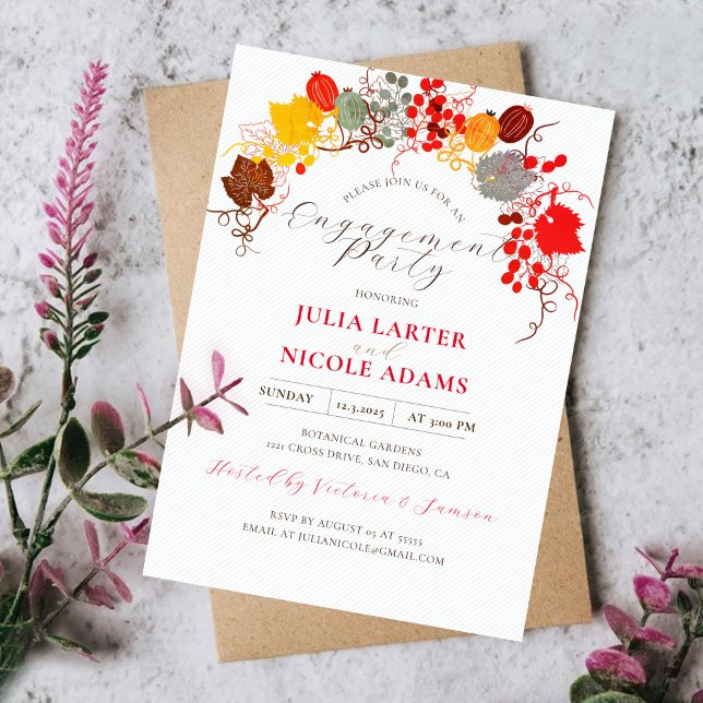 Convite Florais Franceses Festa de noivado de Uvas de Berr (Criador carregado)