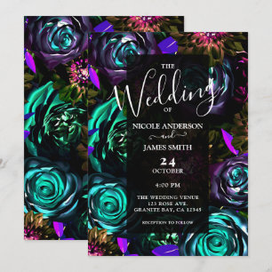 Convite Florais Ousados Glam Florais Flores Casamento Somb