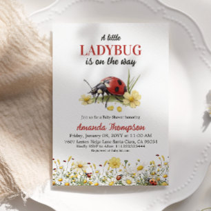 Convite Florais Rústicos Margarida Um Pequeno Ladybug Chá 
