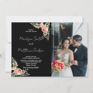 Convite Florais sobre Convocações para Casamento de Tema N