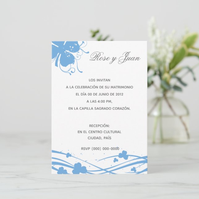Convite Floral-02 - Invitación de Boda (Em pé/Frente)