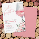 Convite Floral 60ª Festa de aniversário de vinho<br><div class="desc">Vinho Floral 60º Convite de aniversário. Celebrar sessenta anos fabulosos com este elegante e feminino convite com uma mistura de rosas de cor-de-água rosa e cor-de-rosa-claro, florescentes, verde e folhas lindamente arrumadas no canto inferior direito. Um vinho de aquarela moderno cheio de vinho rosa adiciona um toque comemorativo, amarrando o...</div>