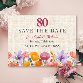Convite Floral 80th Birthday Save the Date - Garden Party