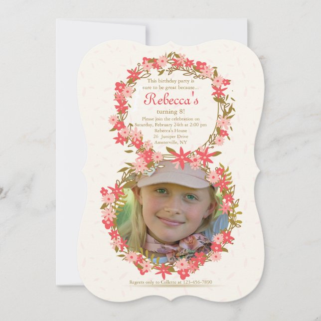 Convite Floral 8 Fotografias (Frente)