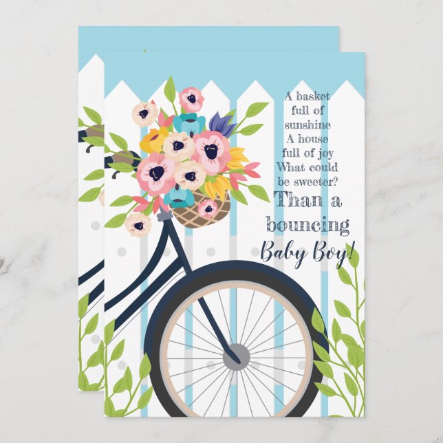 Convite Floral à Festa do Jardim do Chá de fraldas (Frente/Verso)